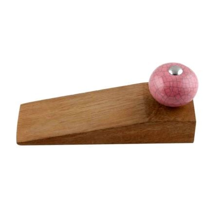 2 Pieces Pink Black Crackle Ceramic Wooden Door Stopper
